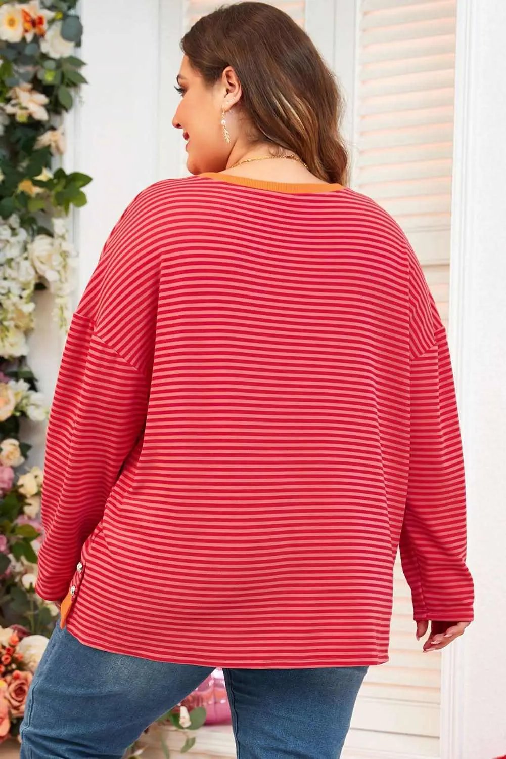 Chic orange striped plus size top - Love Salve